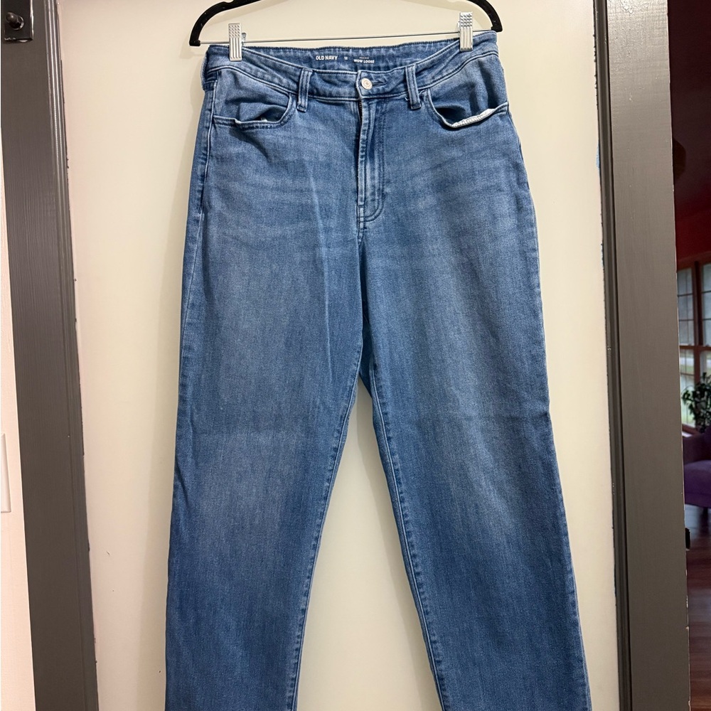 Old Navy Women's High Rise Wow Loose Blue Jeans